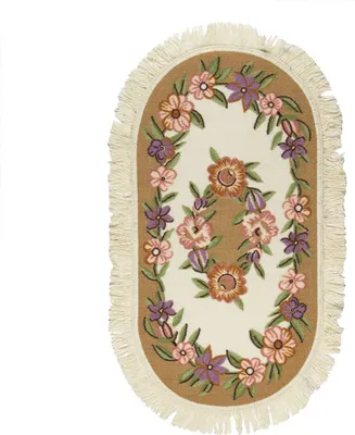 Immagine prodotto di Tappeto con frange bianche e piccoli fiori beige 57x110
