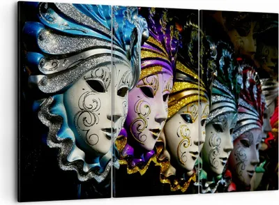 Produktbild von Bild auf Leinwand - Leinwandbild - Abstrakt Maske Feder Festival - 105x70cm - Wand Bild - Wanddeko - Leinwanddruck - Bilder - Kunstdruck - Wanddekoration - Leinwand bilder - Wandkunst - CE105x70-2105