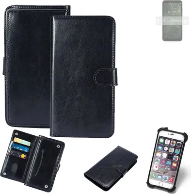 Produktbild von K-S-Trade 360° Hülle kompatibel mit BQ Mobile BQ-5745L Clever schwarz Kunstleder Case BookCase WalletCase Kunstlederederhülle Handyhülle,