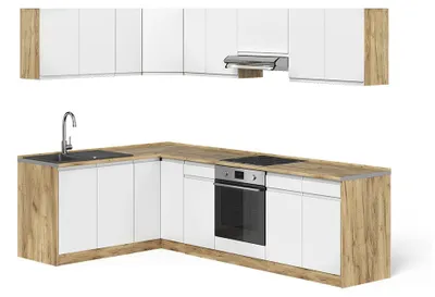 Image de Cuisine en angle Vicco R-Line Blanc/Chêne doré 267 x 167 cm, Model 70575