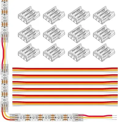 Produktbild von LED-Strips-Anschlüsse - Verbindungsteile - Beleuchtung Einbauen - Soldeervrei - 12 Stück - Transparent