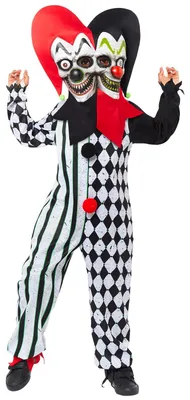 Narr Clown Kostüm doppelgesichtig, Jungen, Halloween