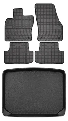 Produktbild von Gummimatten + Kofferraumwanne für Skoda Karoq 2017- (unterer Ladeboden) – Schwarz, passgenau – Wielganizator SolidPRO