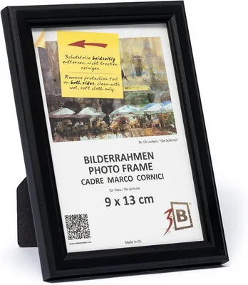Produktbild von Schwarzer Holzrahmen für Fotos Klassisch Elegant 9x13 cm mit Standaufsteller