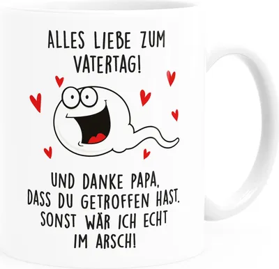 Produktbild von Kaffee-Tasse Danke Papa dass du getroffen hast Geschenk lustig zum Vatertag Spermium Moonworks® Uni-Weiß standard