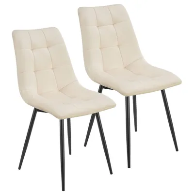 Immagine prodotto di Juskys sedie per sala da pranzo Blanca set di 2 - sedie in velluto imbottite - sedia per sala da pranzo, cucina e soggiorno - moderna, caricabile fino a 120 kg Beige