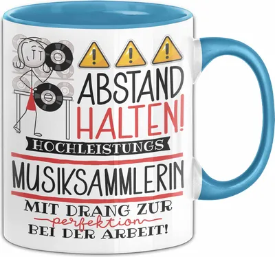 Produktbild von Musiksammlerin Tasse Geschenk Lustig Abstand Halten Hochleistungs-Musiksammlerin Mit Drang Zur Perfektion Bei Der Arbeit (Blau)
