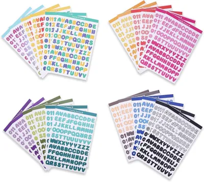 Imagen del producto de Letras adhesivas de colores, 2400 unidades, 24 hojas, para scrapbooking