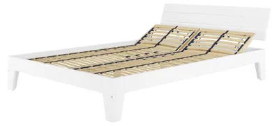 Produktbild von Weißes modernes Doppelbett 160x200 Bettgestell Holzbett Massivholz Kiefer Weiß V-60.54-16WFederholzrahmen inkl.