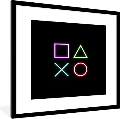 Produktbild von MuchoWow® Gerahmtes Poster Gaming - Neon - Konsole - Schwarz - Controller - Gaming 40x40 cm - Poster mit Schwarzem Bilderrahmen Wandposter Rahmen Foto Bilder - Poster - Plakat im Rahmen