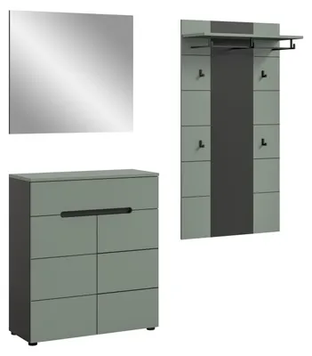 Image de Canu ensemble d'armoires de rangement C16 vert poussiéreux, gris foncé.