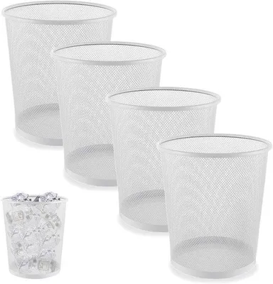 Immagine prodotto di Set di 4 contenitori per rifiuti, bianco, metallo, 26x23x19 cm