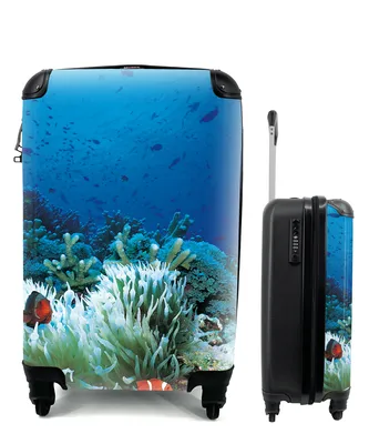 Produktbild von MuchoWow® Koffer Handgepäck Trolley Rollkoffer Kleine Reisekoffer mit 4 Rollen - Unterwasserwelt mit Clownfischen - Cabin Size < 55x40x23 cm & 55x40x20 cm - Fotokoffer - Kabinenkoffer - Boardgepäck - Reise-Box - Reisekoffer - Reisegepäck - Koffer mit Bild - Trolley für Kinder