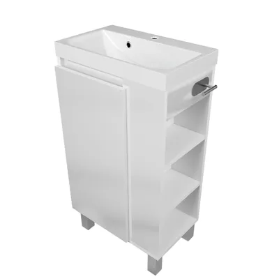 Produktbild von paplinskimoebel Waschbeckenunterschrank MDF Weiß Links/Rechts Sink Gäste WC Toilette Badmöbel Regal Mineralguss Top Stehend/Hänged Türe Lackierte