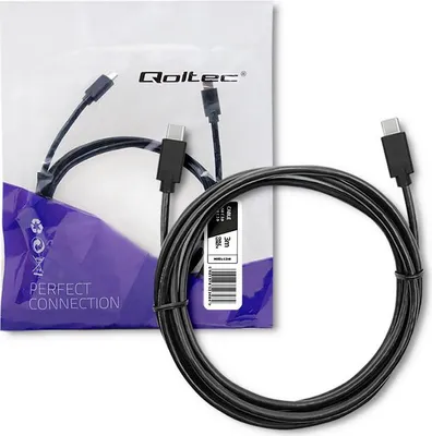 Obrázek produktu pro Kabel Qoltec USB 2.0 typ C | USB 2.0 typ C | 3m | černý