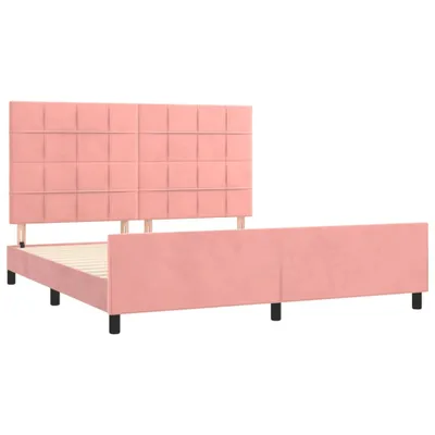 Produktbild von Bettgestell mit Kopfteil Rosa 180x200 cm Samt