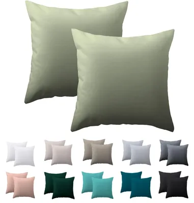 Produktbild von Kissenbezug 40 x 40 cm, 2er-Set – Salbeigrün, 100 % Mikrofaser, mit Reißverschluss, weich und knitterfrei