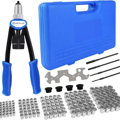 Immagine prodotto di Set di pinze per ribadatura di dadi ciechi - Pinze manuali per ribadatura - Punzoni per dadi ciechi M5, M6, M8, M10 e M12 - 150 dadi ciechi - Valigetta per utensili - Articoli per il fai-da-te