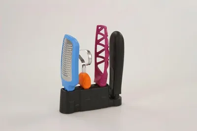Produktbild von TUPPERWARE Klick-Trio Griff + 3 Aufsätze Rührbesen Reibe Entkerner