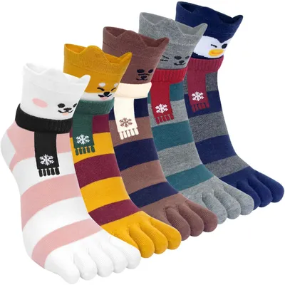 Produktbild von Damen Zehensocken Baumwolle 5 Paar Mehrfarbig Größe 35-40