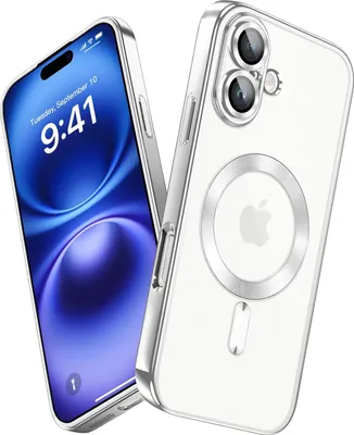 Immagine prodotto di Custodia per iPhone 16 Plus Magnetic Ultra Thin Transparent Case con Magsafe e Camera Cover Silver