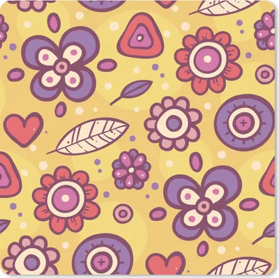 Produktbild von MuchoWow® Mauspad Mousepad Muster - Blumen - Lila - Orange 20x20 cm - Mousepads - Maus Mat - Pad - Mausunterlage - Desk Mat - Bureauartikeln