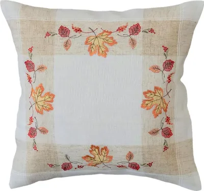Produktbild von Kissen-Bezug MELINA Blätter Herbst Stick Leinen-Mix 40x40 cm