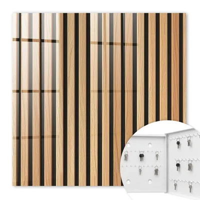 Produktbild von Metall Schlüsselkasten 30 x 30 cm - weißer Schlüsselschrank zur Wandmontage - wandhängende Schlüsselbox mit Tür - rechts öffnend - Schlüsselaufbewahrung für Flur - Büro - Arbeitszimmer - Werkstatt - Garage - Vertikale Streifen