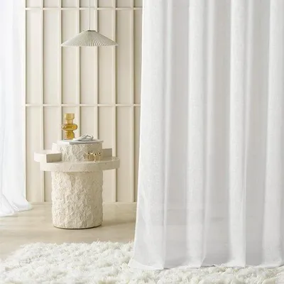 Productafbeelding van Unyqoos® Transparante gordijn met linnenlook, 140 x 240 cm – lichte privacybescherming voor woon- en slaapkamer, polyester