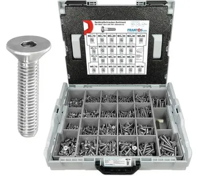 Produktbild von Frantos L-BOXX Sortiment Senkkopfschrauben ISO 10642 Edelstahl A2 1600-tlg