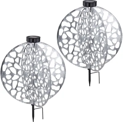 Produktbild von 2er Set LED Solarleuchte, Erdspieß, Kugel, H 51 cm