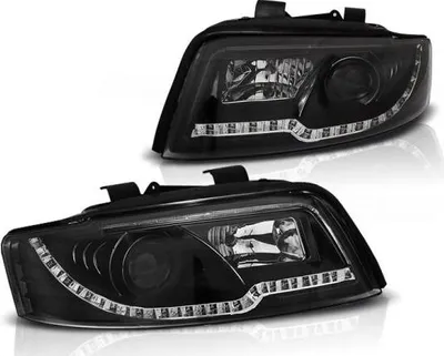 Productafbeelding van LED-dagrijverlichting, designkoplampen, geschikt voor Audi A4 B6 (bouwjaar 2000-2004), zwart