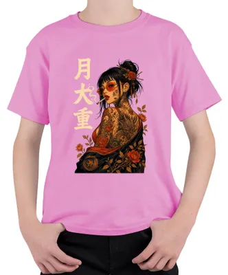Produktbild von Ge Yakuza Tattoo Frau Japanisch Oni Drache Japan Y2K Rose Kinder T-Shirt, Pink, 140