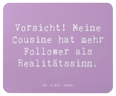 Produktbild von Mr. & Mrs. Panda Mousepad Spruch Cousine Influencer - Lavendeltraum - Geschenk, Geschenke, mousematte, mauspad laptop, Humor, Cousin, computer, einzigartige Designs