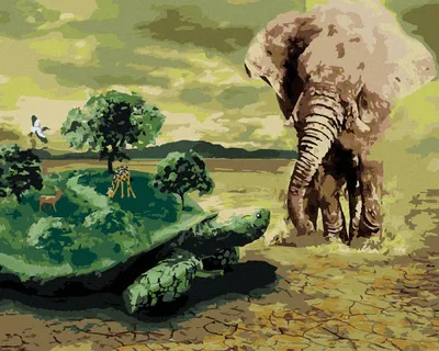 Produktbild von Zuty - Malen nach Zahlen - SCHILDKRÖTE IN AFRIKA, 40x50 cm, ohne Keilrahmen