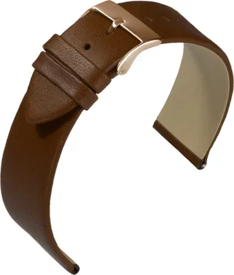 Produktbild von EULIT Uhrenarmband | Nappaleder braun ohne Naht | Damenlänge , Stegbreite:20mm, Schließe:Roséfarben