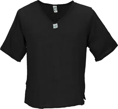 Produktbild von Yoga Hemd, Alternatives Baumwollhemd, Leichtes Freizeithemd, Kurzarm Schlupfhemd - Schwarz, Herren, Baumwolle, Größe: XXL
