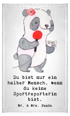 Produktbild von Mr. & Mrs. Panda Handtuch Sportreporterin Herz - Weiß - Geschenk, Klein, Kleines, Frotteehandtuch, Gäste-WC, badezimmer