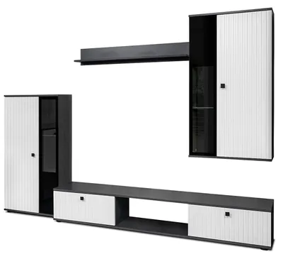Productafbeelding van Wandmeubel FIESTA met lamellen, kleur: matera / wit