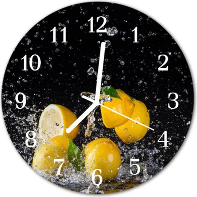 Immagine prodotto di Orologio da parete in vetro, per cucina, vetro vero, 30 cm, giallo limone