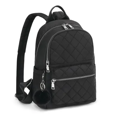 Produktbild von Daypack Cityrucksack, Damen Klein Rucksack, Nylon Wasserdicht Daypacks mit Anhänger Quaste hängen Tasche Diebstahlsicher Casual Daypack (Schwarz)