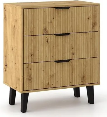 Obrázek produktu pro BDW, komoda Scandi, se 3 zásuvkami, ložnice, 80 × 40 × 75 cm, dub Artisan