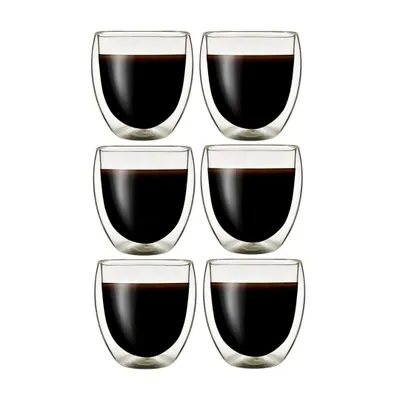 Produktbild von Klasique Doppelwandige Espresso Gläser 100ml, 6er Set, Thermogläser Borosilikat, Schwebeeffekt, Hitzebeständig, Spülmaschinenfest, Glas Doppelwandig