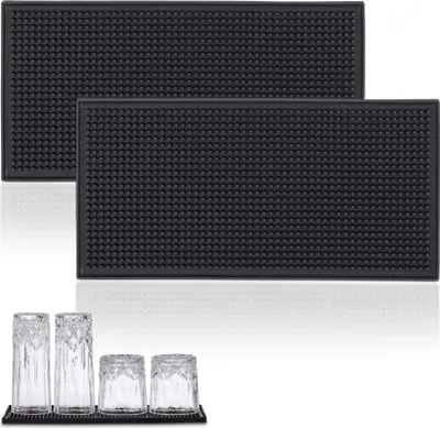 Produktbild von Barmatte Abtropfmatte 2er Set, 30x15x1,5cm, rutschfest, rechteckig für Gläser