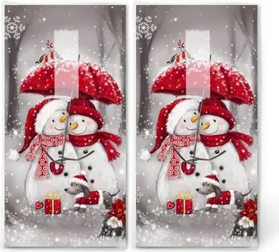 Produktbild von 2x 10 Taschentücher Snowmen with Umbrella - Schneemänner mit Regenschirm