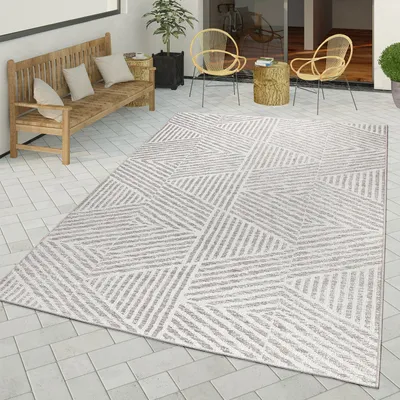 Produktbild von TT Home Teppich Outdoor Terrasse Küchenteppich Streifen Design Skandinavischer Stil Größe 160x230 cm