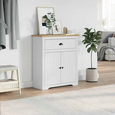 Obrázok produktu pre Úložná skrinka – Komoda – Skriňa na topánky – S uzamykateľným zámkom – 80x35x90 cm – Biela a hnedá