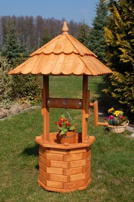 Produktbild von Zierbrunnen, Holzbrunnen 1,20 m massives Holz