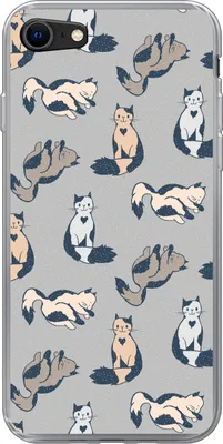 Produktbild von MuchoWow® Handyhülle Schutzhülle Hülle für Telefoonhoesje iPhone 7 Muster - Katze - Herz - Jungen - Mädchen - Kinder - Kind Silikon Softcase Handy Hülle - Kartenhalter