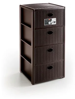 Obrázek produktu pro Úložný plastový regál Elegance, 4 zásuvky, hnědý